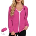 thumbnail image 1 of Waterproof Lightweight Jackets Women Packable Cycling Jacket with Pocket Rainproof Windproof Trench Coat Sports Raincoats Long Sleeve Loose Windbreak Outdoor Hooded Jacket Hot Pink S, 1 of 7