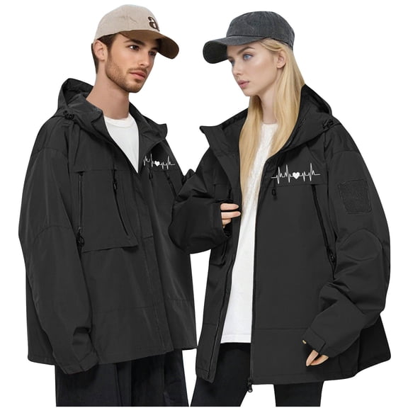 Waterproof Lightweight Thin Cycling Travel Rain Jacket For Men Women,Breathable Windproof Outdoor Jacket With Hood & Reflective Strips, Packable For Hiking,Biking, Urban Commuting Black L