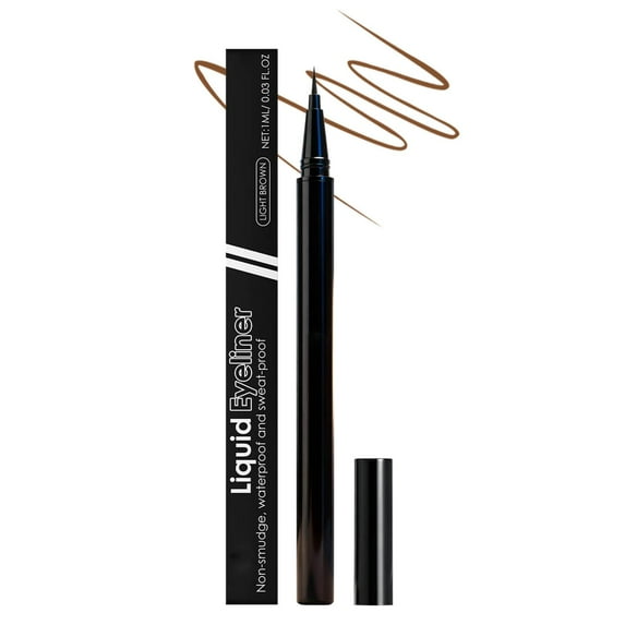 Waterproof Liquid Eyeliner, Light Brown Liquid Eye Liner Pen with Fine Tip Brush, Long Lasting Transfer Proof Eyeliner, Smudge Resistant Liquid Liner for Makeup, 1ml