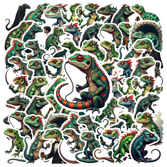 Waterproof Lizard Stickers Vinyl Animal Stickers Colorful Vintage Stickers for Notebooks Laptops Suitcases