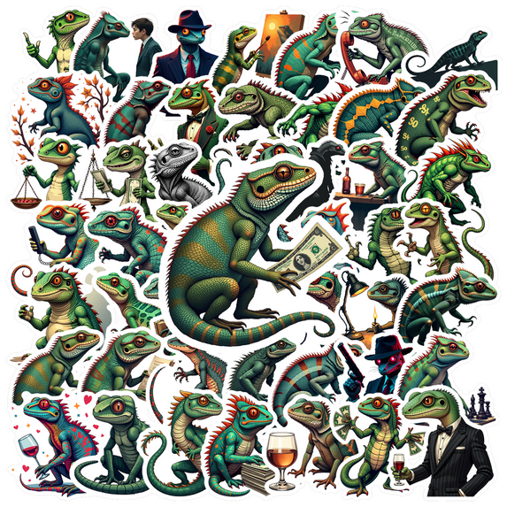 Waterproof Lizard Stickers Vinyl Animal Stickers Colorful Vintage Stickers for Notebooks Laptops Suitcases