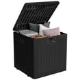 thumbnail image 1 of Waterproof & Lockable Resin Deck Storage Box - 28 Gallon Outdoor Patio Chest for Garden Tools, Pool Supplies, Cushions, Package Delivery - With Handles, UV Resistant, Square, 1 of 9