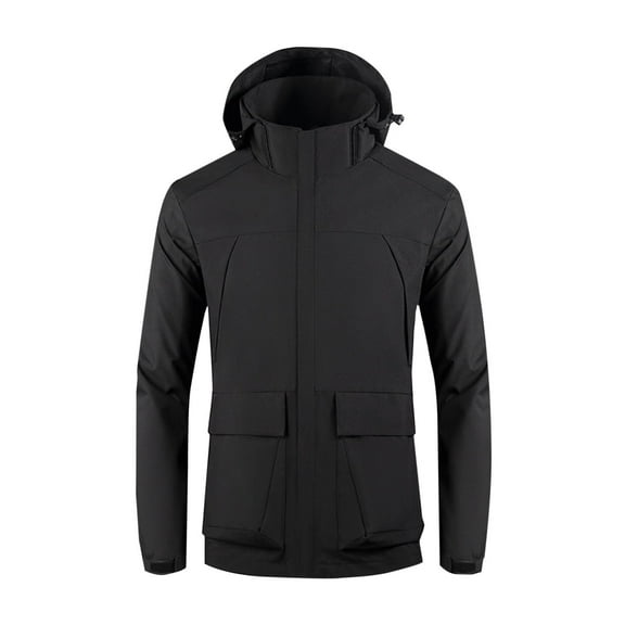 Waterproof Long Rain Coats Jackets for Men Warm Raincoats Lightweight Reusable Hiking Long Windbreaker with Hood for Outdoor Activities