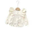 thumbnail image 1 of The Cuddly Fig - Waterproof Long Sleeve Ruffle Baby Bib with Outer Space Pattern, Small 6-18mos, 1 of 3