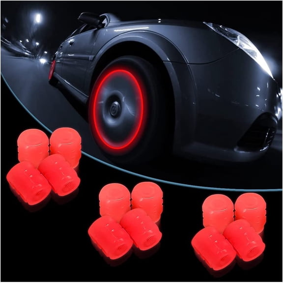 Waterproof Luminous Car Tire Valve Caps, 12 Pack Glow in The Dark Tire Caps, Universal Corrosion Resistant Tire Valve Stem Caps for Car, Truck, SUV, Motorcycles and Bike