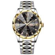 Waterproof Luminous Double Calendar Mens Quartz Watch Diamond-shaped Pointed Glass Watch