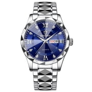Waterproof Luminous Double Calendar Men's Quartz Watch Diamond-shaped Pointed Glass Watch