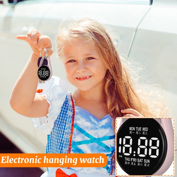 Waterproof Luminous LED Electronic Hanging Watch - USB Rechargeable H3 Watch for Daily Work Study Travel Outdoor Use(Black 3 Inch)