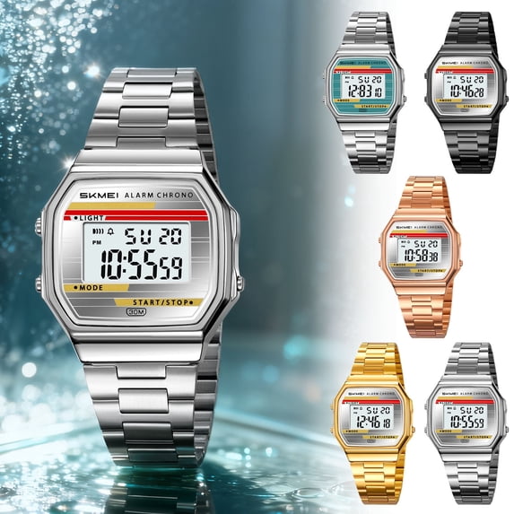 Waterproof Luminous Multifunctional Digital Watch - Glow Dial Multi-Function Electronic Watch, Water-Resistant, Sturdy Plastic Case, Ideal for Daily Sports Casual Wear for Adults, 1.5*1.4in, D