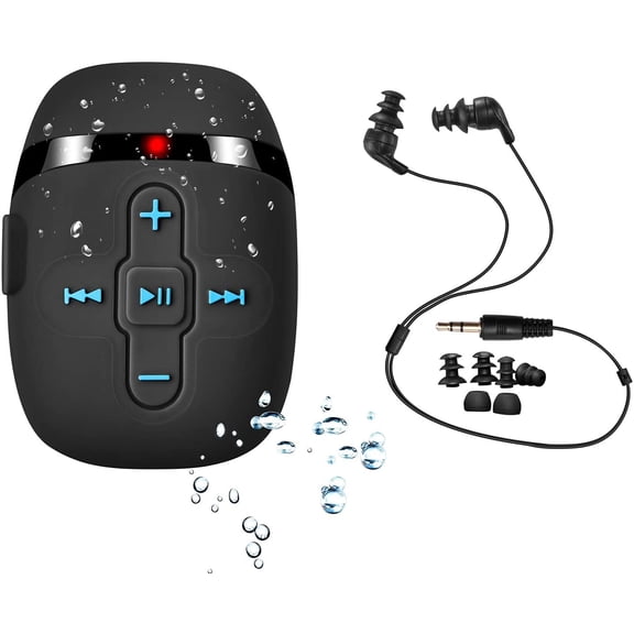 Waterproof MP3 Player for Swimming and Running, Underwater Headphones with Short Cord, Shuffle Feature