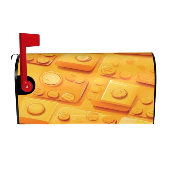 Waterproof Mailbox Cover Standard Size Uv Resistant Oxford Fabric Magnetic Closure Easy Install No Tools For Outdoor 21x18 In Yellow Building Block