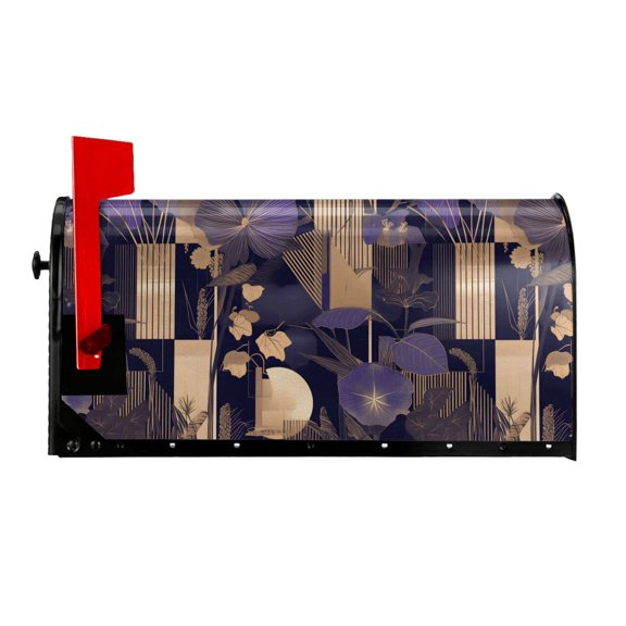 Waterproof Mailbox Set Double Consistent Sunscreen Reusable Waterproof Fade Resistant Durable Easy To Assemble Darkorchid Geometric Lines Hand-Drawn Sketch_1 25.5x21 In