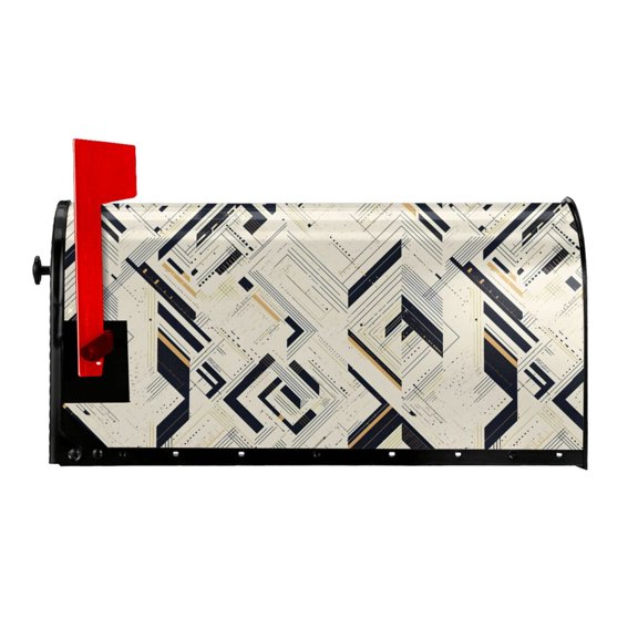 Waterproof Mailbox Set Double Consistent Sunscreen Reusable Waterproof Fade Resistant Durable Easy To Assemble Darkorchid Geometric Lines Hand-Drawn Sketch_3 25.5x21 In