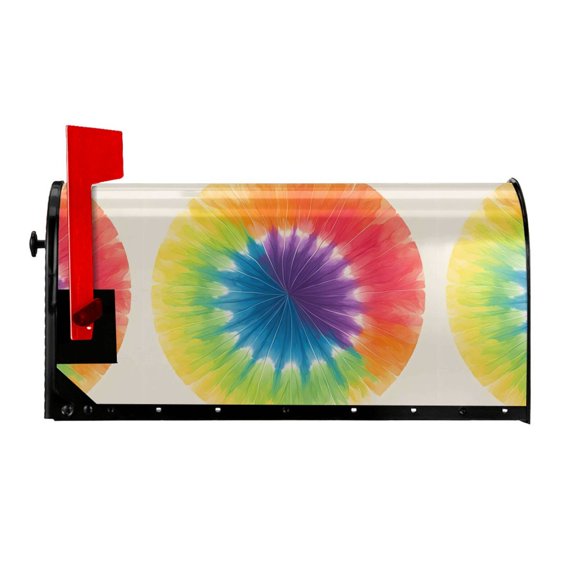 Waterproof Mailbox Set Double Consistent Sunscreen Reusable Waterproof Fade Resistant Durable Easy To Assemble Darkorchid Tie Dye Background Rainbow Colors 25.5x21 In