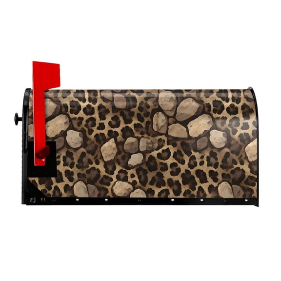 Waterproof Mailbox Set Double Consistent Sunscreen Reusable Waterproof Fade Resistant Durable Easy To Assemble Leopard Skin Print Style Firebrick_2 21x18 In