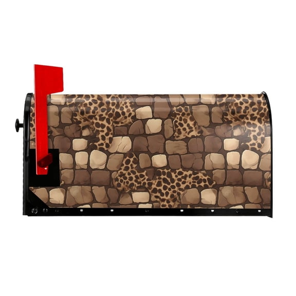Waterproof Mailbox Set Double Consistent Sunscreen Reusable Waterproof Fade Resistant Durable Easy To Assemble Leopard Skin Print Style Firebrick_3 21x18 In