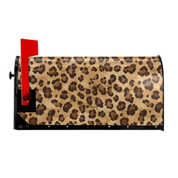 Waterproof Mailbox Set Double Consistent Sunscreen Reusable Waterproof Fade Resistant Durable Easy To Assemble Leopard Skin Print Style Firebrick_4 21x18 In