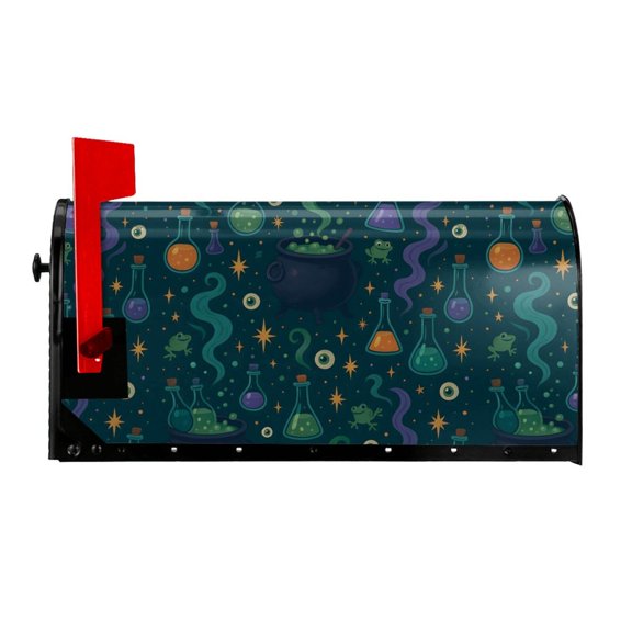 Waterproof Mailbox Set Double Consistent Sunscreen Reusable Waterproof Fade Resistant Durable Easy To Assemble Magical Potion Halloween Pattern 21x18 In