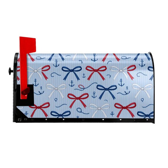 Waterproof Mailbox Set Double Consistent Sunscreen Reusable Waterproof Fade Resistant Durable Easy To Assemble Nautical Theme Thin Ribbon Bow Pattern 21x18 In