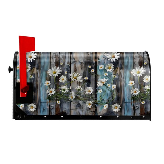 Waterproof Mailbox Set Double Consistent Sunscreen Reusable Waterproof Fade Resistant Durable Easy To Assemble Turquoise Wood Farmhouse Sunflowers (2) 21x18 In