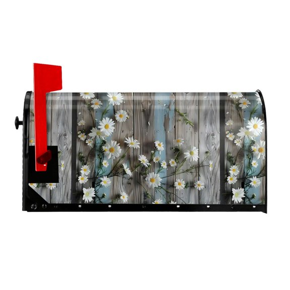 Waterproof Mailbox Set Double Consistent Sunscreen Reusable Waterproof Fade Resistant Durable Easy To Assemble Turquoise Wood Farmhouse Sunflowers (3) 21x18 In