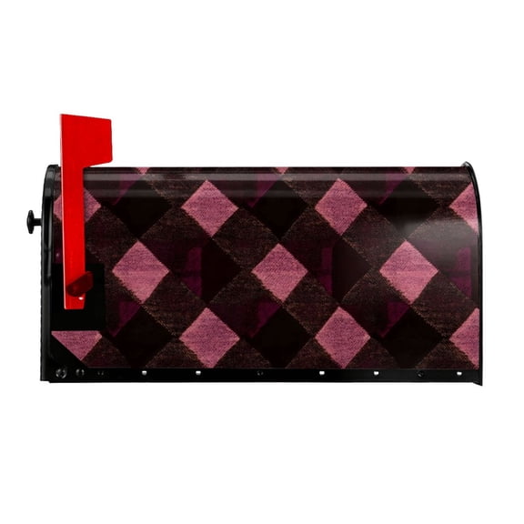 Waterproof Mailbox Set Double Consistent Sunscreen Reusable Waterproof Fade Resistant Durable Easy To Assemble Argyle Plaid Darkorchid_2 25.5x21 In
