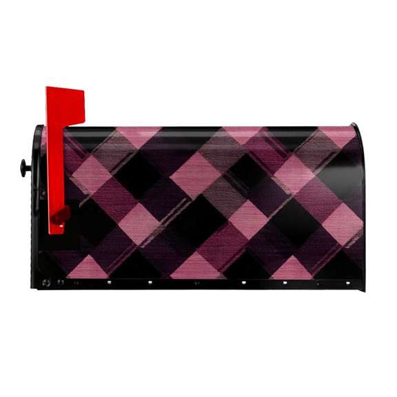 Waterproof Mailbox Set Double Consistent Sunscreen Reusable Waterproof Fade Resistant Durable Easy To Assemble Argyle Plaid Darkorchid_3 25.5x21 In