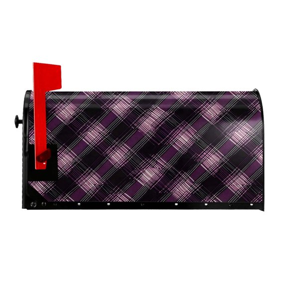 Waterproof Mailbox Set Double Consistent Sunscreen Reusable Waterproof Fade Resistant Durable Easy To Assemble Argyle Plaid Darkorchid_4 25.5x21 In