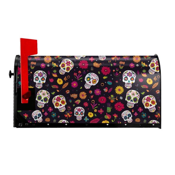 Waterproof Mailbox Set Double Consistent Sunscreen Reusable Waterproof Fade Resistant Durable Easy To Assemble Cute Cartoon Skull Pattern 25.5x21 In
