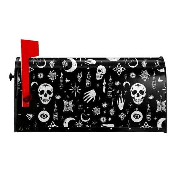 Waterproof Mailbox Set Double Consistent Sunscreen Reusable Waterproof Fade Resistant Durable Easy To Assemble Retro Skull Head 25.5x21 In