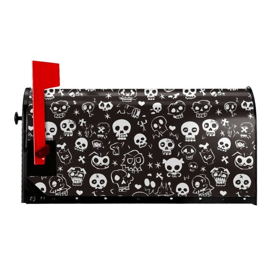 Waterproof Mailbox Set Double Consistent Sunscreen Reusable Waterproof Fade Resistant Durable Easy To Assemble Weird Skull Head 25.5x21 In