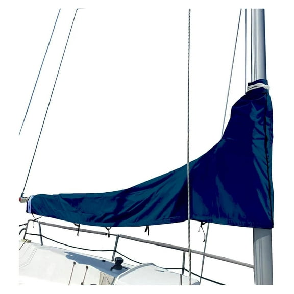 Waterproof Mainsail Cover, Heavy Duty 600D Sailboat Mainsail Cover UV Protection Weather-Resistant, Length 10'-11' Navy