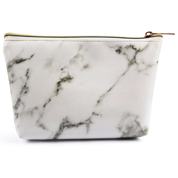 Waterproof Makeup Travel Bag and Organizer with Marble Design