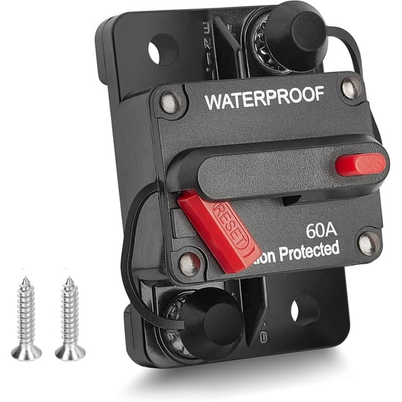 Waterproof Manual Reset 60A Inline Circuit Breaker for Marine & Automotive Electrical Systems