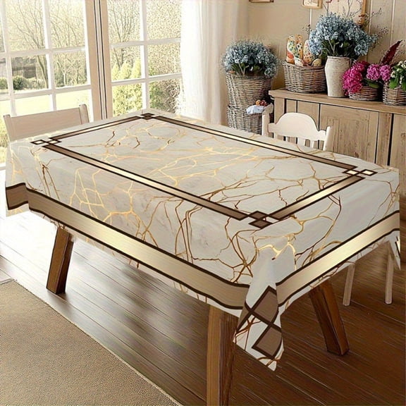 Waterproof Marble-Pattern Tablecloth, Rectangular Dining Table Cover, Suitable for Home Kitchens, Dining Rooms, Parties, Outdoor Picnics, and Other Occasions