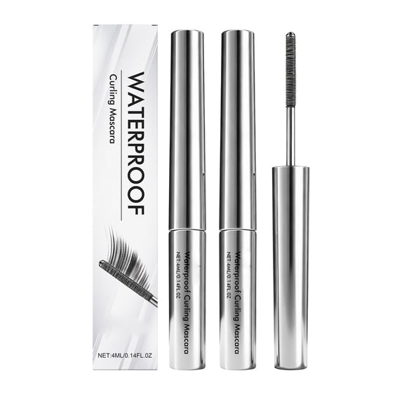 Waterproof Mascara 2 Pack Volumizing Curling Lengthening Formula, Long Lasting Smudge Proof, Metal Brush for Defined Clump Free Lashes, Quick Drying