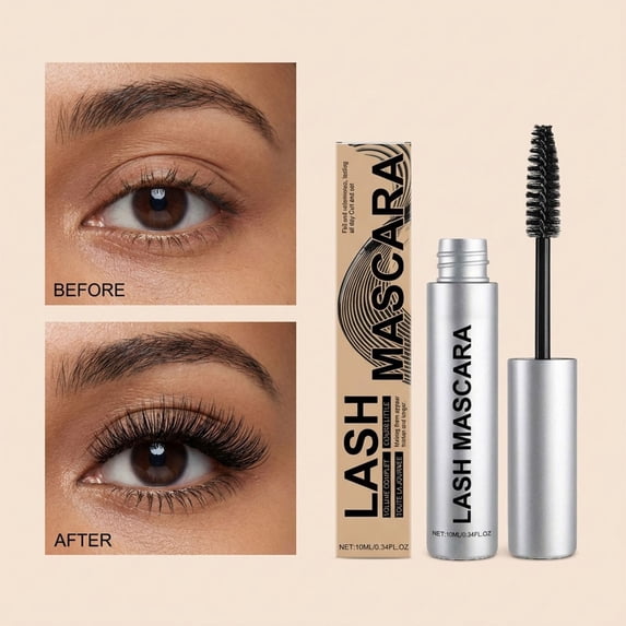 Waterproof Mascara, Curl Lock Volumizing, Long Wearing Smudge Proof, 10ml Lash Lift Effect, Intense Black Pigment, All Day Hold Extension Wand