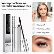 Waterproof Mascara for Older Women 60 Plus- Korean Style Fiber Lash Mascara, Waterproof Black Lengthening Look Formula with Precision Comb Brush, Lightweight Smudge Resistant Eye Makeup