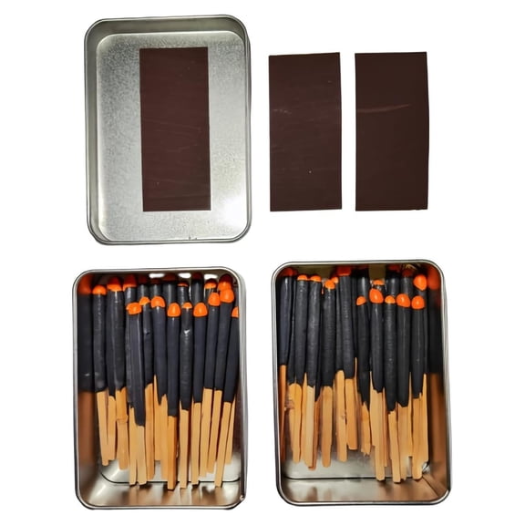Waterproof Matches Kit - 20-60 Fire Matches, Striker & Tinder - Stormproof Windproof Fire Starter for Camping, Survival, Emergency