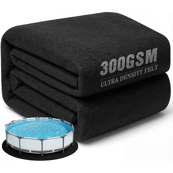 10 Ft Round Pool Liner Pad for Above Ground Pool, [2026 New Pool Pad 300G/M² Thicker] Black Puncture Resistant Pool Ground Protector, Weed Barrier Under Pool Padding, Extend Liner Life (φ319cm)