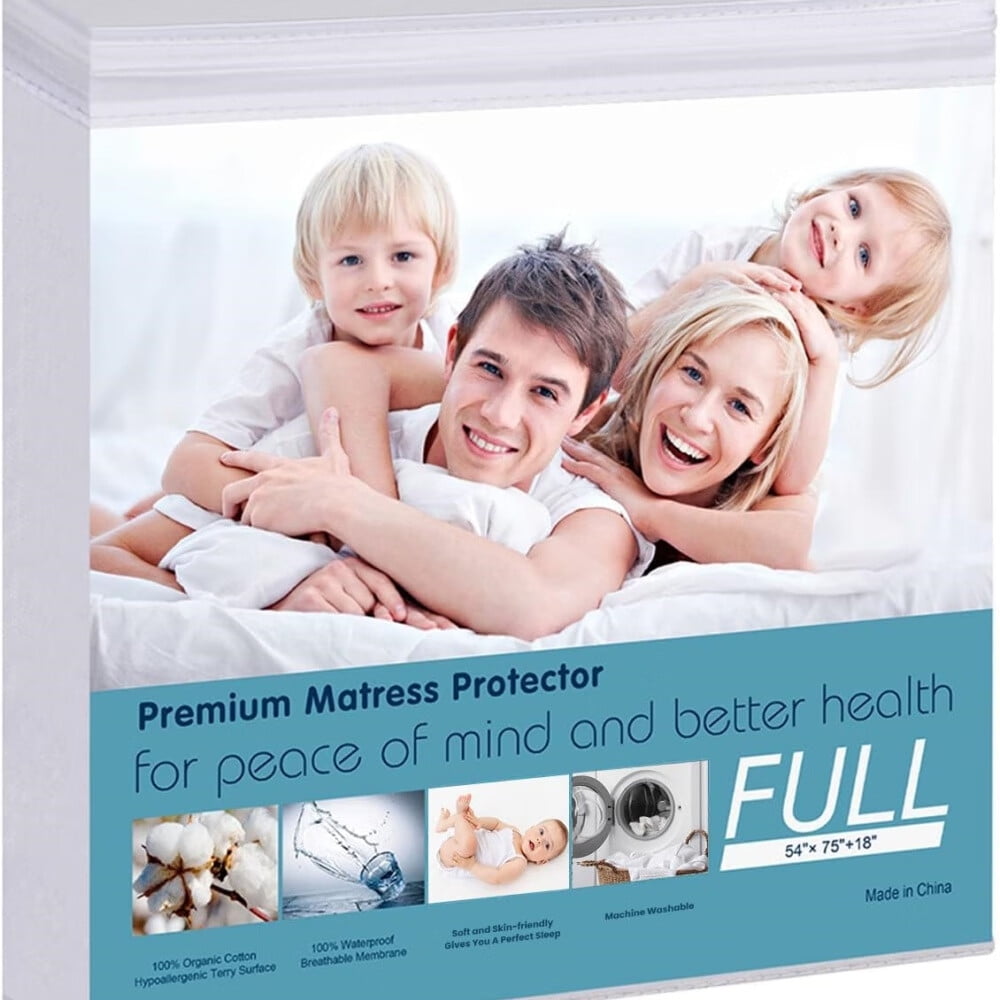 Waterproof Mattress Pad Protector 100% Organic Cotton Hypoallergenic Breathable Mattress Pad Cover,Deep Pocket