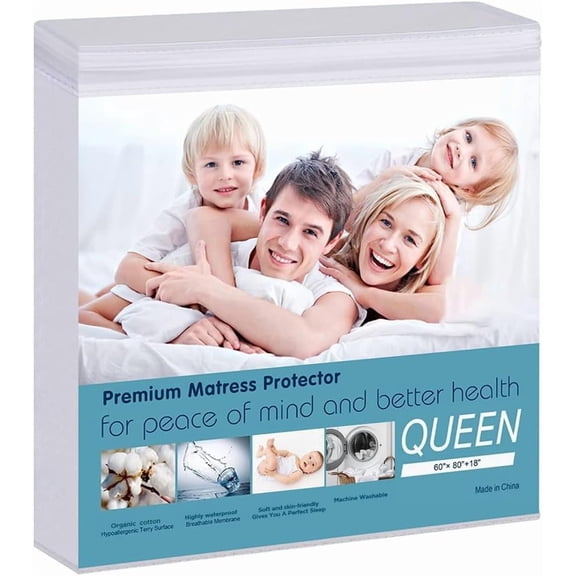 Waterproof Mattress Pad Protector Terry Cotton Hypoallergenic Breathable Mattress Pad Cover, Deep Pocket