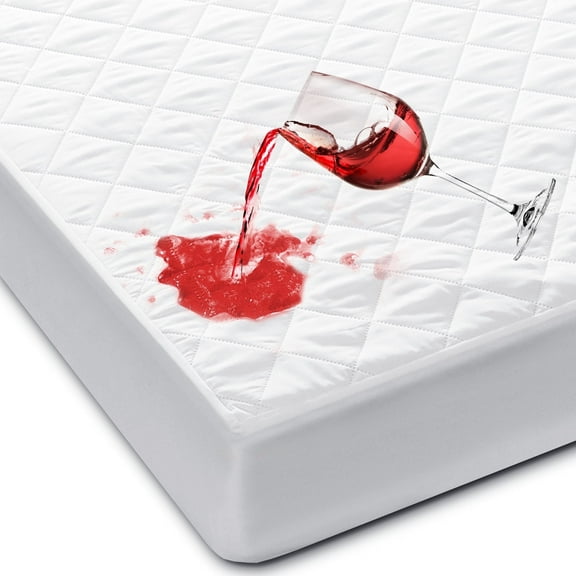 Waterproof Mattress Pad XL Twin Size, Quilted Mattress Protector with Deep Pocket up to 22 Inches, Noiseless Soft Breathable Mattress Cover, White