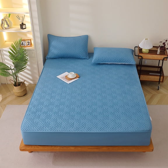 Waterproof Mattress Protector 6.6ft Thickened Cotton Bed Sheet Breathable No Stuffy Liquid Spill Protection Washable No Fade Quick Dry Bedspread for Bedroom Guest Room Dormitory Home Bedding