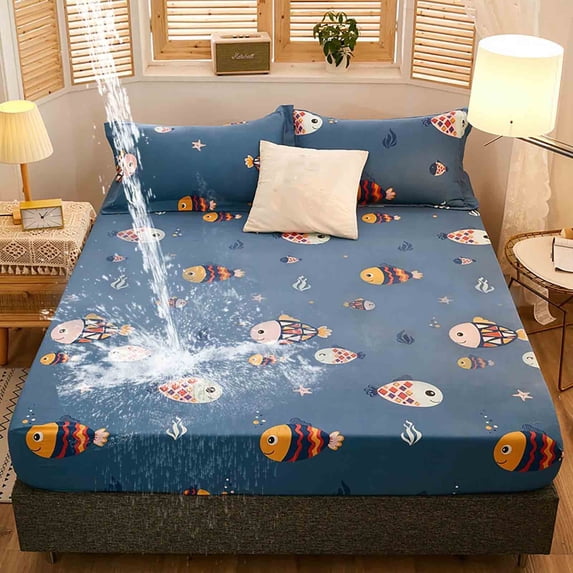 Waterproof Mattress Protector, Breathable Fitted Sheet for Kids, Noiseless Washable Bed Pad for Toddler Bedwetting, Machine Washable Cover