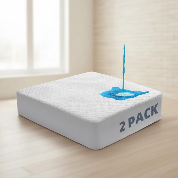 Waterproof Mattress Protector, Cooling Soft Breathable Mattress Pad Cover Fitted Deep Pocket, Vinyl Free
