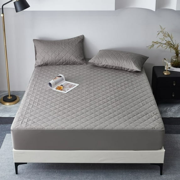 Waterproof Mattress Protector, Fitted Sheet Waterproof Mattress Cover, Breathable & Noiseless Mattress Pad, with Deep Pocket (Grey-18,Twin-99x190x36cm)