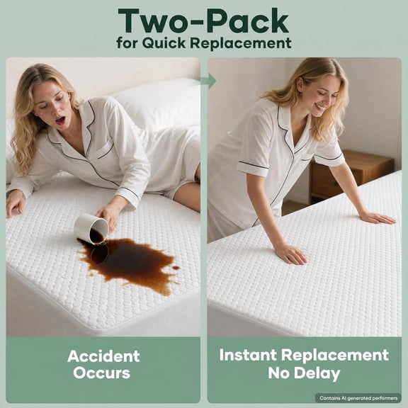 Waterproof Mattress Protector Full Size 2 Pack Deep Pocket Breathable Cooling Hypoallergenic Soft Fitted Sheet