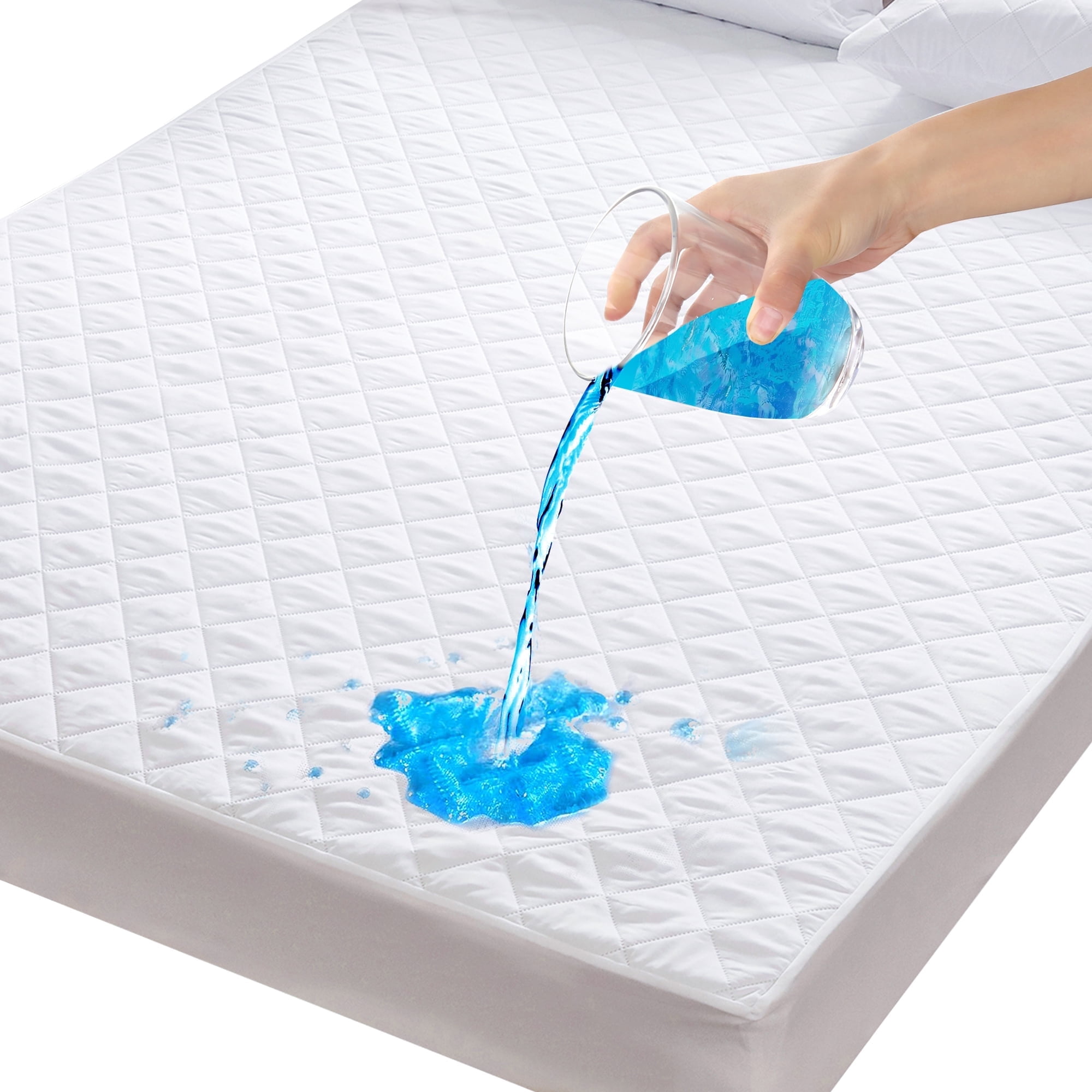 Waterproof Mattress Protector, King Size Cooling Bed Mattress Pad Cover With Deep Pocket, Soft