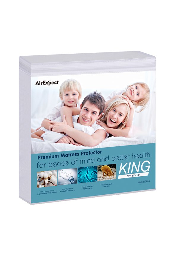 Kids 76*80in Waterproof Mattress Pad Protector 100% Organic Cotton Hypoallergenic Breathable Mattress Pad Cover, Deep Pocket, Vinyl Free White